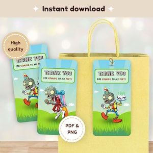 Plants vs Zombies verjaardag, bedankkaartjes, feestartikelen, feestartikelen - afdrukbaar