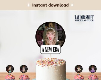 Taylor Swift Cake and Cupcake toppers bundle, Swiftie Birthday, Taylor's printable party Eras Tour - Printable