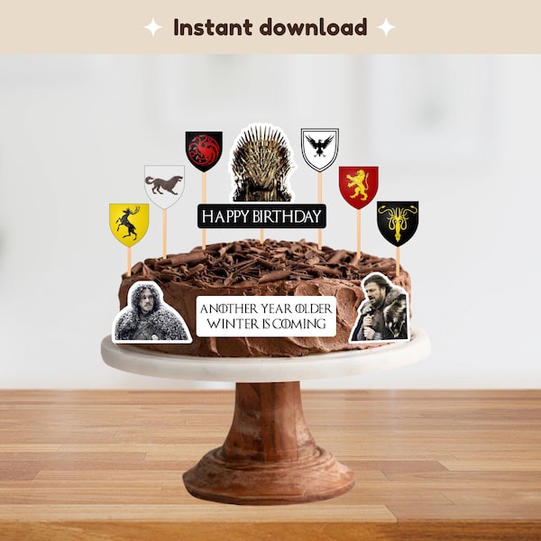 Game of Thrones Toppers for cakes, GOT Stickers, GOT Birthday Party Centrepieces, Table Decor Digital DIY Party - Printable