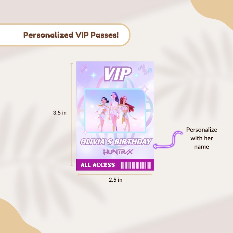 Kpop Demon Hunters VIP Access Card, Huntrix & Saja Boys (editable ...