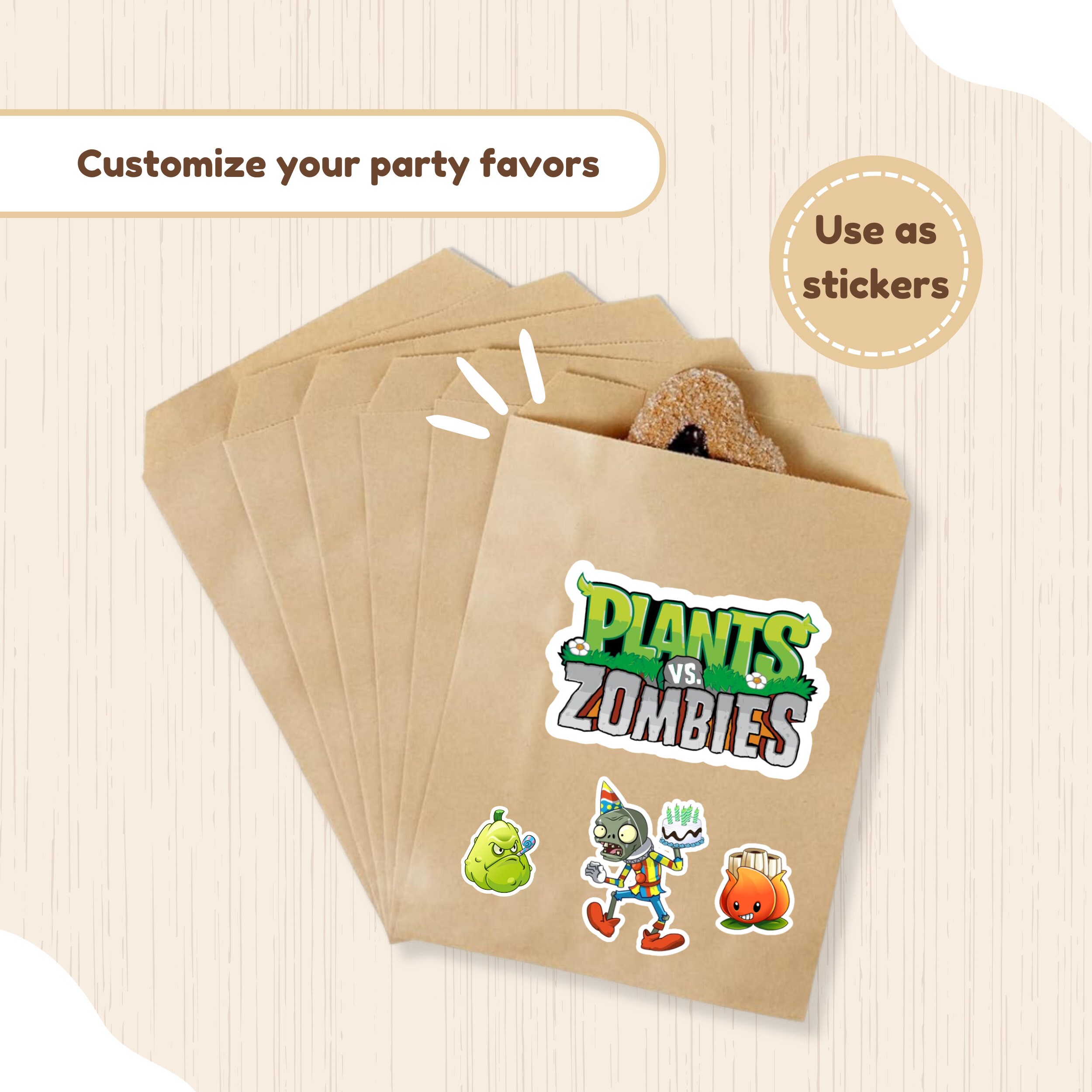 Plants Vs Zombies Birthday, Cake Toppers Stickers, Birthday Party ...