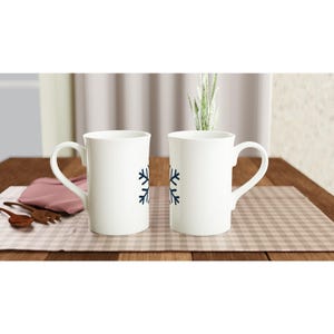 Elegant Snowflake Mug - Slim Porcelain Cup for Coffee & Hot Chocolate - Dishwasher and Microwave Safe image 2