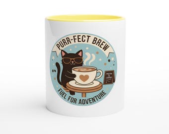 Funny Cat Coffee Mug – Purr‑fect Brew Quote Cup – 11oz Ceramic Gift for Cat Lovers