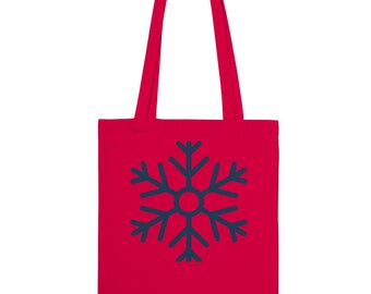 Bolso de tela de algodón con diseño de copo de nieve – Compras de invierno ecológicas