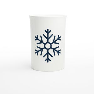 Elegant Snowflake Mug - Slim Porcelain Cup for Coffee & Hot Chocolate - Dishwasher and Microwave Safe image 1