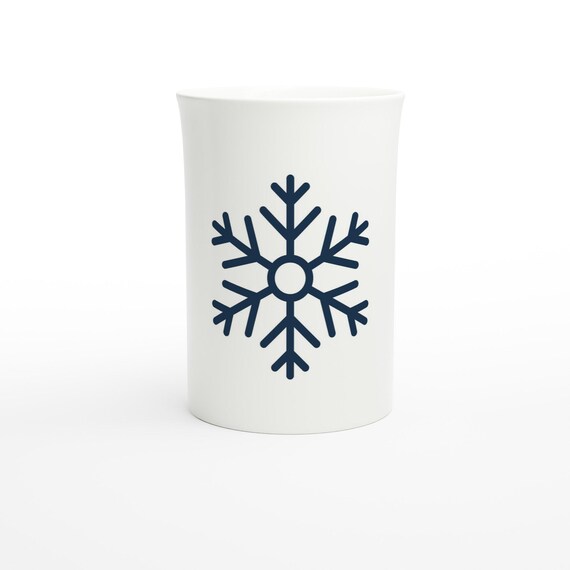 Elegant Snowflake Mug - Slim Porcelain Cup for Coffee & Hot Chocolate - Dishwasher and Microwave Safe