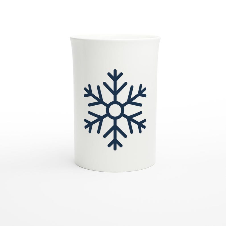 Elegant Snowflake Mug - Slim Porcelain Cup for Coffee & Hot Chocolate - Dishwasher and Microwave Safe image 1