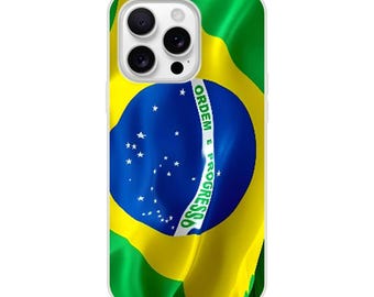 Brazil Flag iPhone Case – World Cup 2026 Cover – Frosted Clear Brazil Case for iPhone 14–16 Pro Max