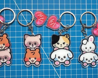 Zerobaseone Zb1 Fan Made Character Acrylic Key Chain Bag Chain ( Protective Films On Both Side )