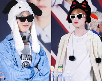 Kpop Star Style Substitute-- Nct Dream Fansign Event asymmetrische zonnebril (wit/zwart)