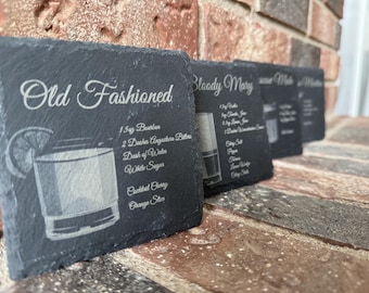 Personalized Slate Coasters (Set of 4) – Custom Drink Recipes