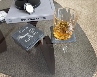 Engraved Slate Coasters with Cocktail Recipes – Rustic Home Bar Gift
