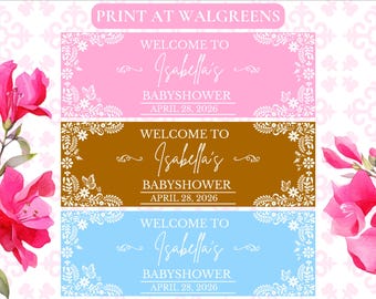 カスタムベビーシャワーバナー、花柄タラベラスタイル - デジタルダウンロード - ウォルグリーンで印刷