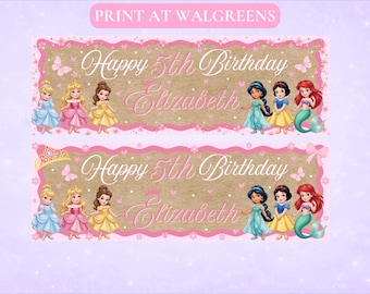 カスタムデザインの小さなプリンセスの誕生日バナー - デジタルダウンロード - Walgreensで印刷
