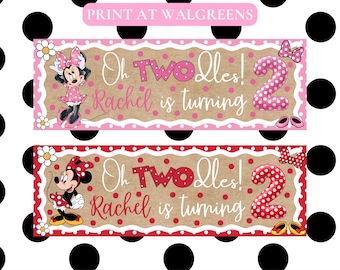 ミニーマウス「Oh TWOdles 2歳の誕生日バナー」 - デジタルダウンロード - Walgreensで印刷