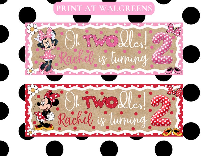 Minnie Mouse Oh TWOdles 2nd Birthday Banner - Digital Download - Print at Walgreens image 1