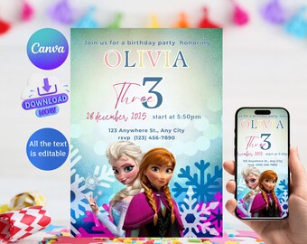 Frozen Birthday Invitation, Elsa Printable (Digital)