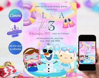 Elsa Birthday Invitation, Frozen Party Invite (Digital)