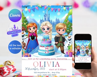 Frozen Birthday Invitation, Elsa Party Invite (Digital)