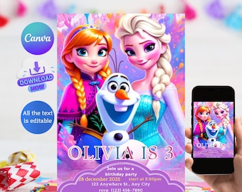 Frozen Birthday Invitation, Elsa Party Invite (Digital)