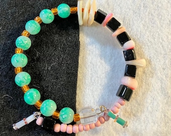 Memory Wire Wrap Around Beaded Bracelet Glass Beads