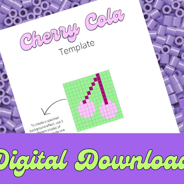 Hama Bead Cherry Template - Perler Bead - Fuse Bead - Coca Cola - Crafts - Digital Download