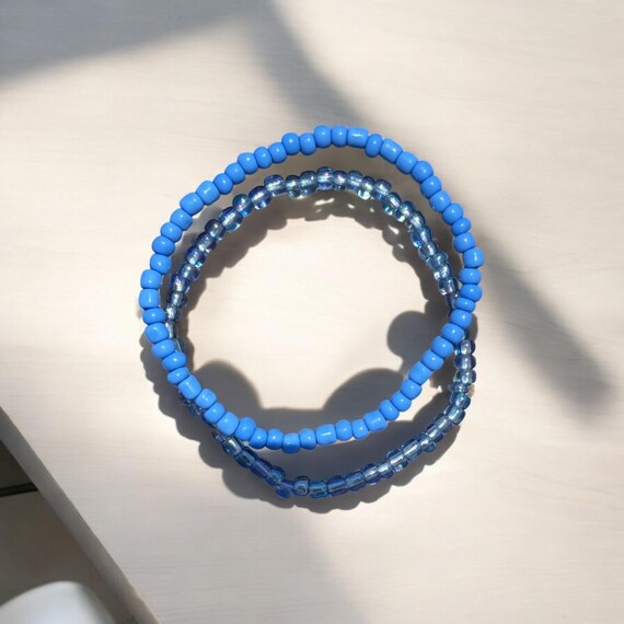 青ブルービーズブレスレットセット ファッションアクセサリー ブルービーズブレスレットセット - Etsy 日本