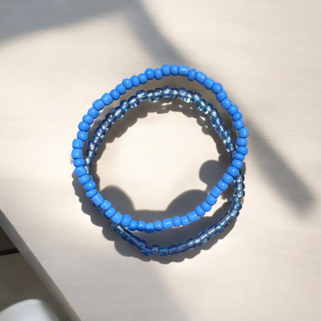 青ブルービーズブレスレットセット ファッションアクセサリー ブルービーズブレスレットセット - Etsy 日本