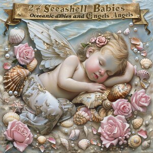 24 prachtige kleine oceanische engelen en schelpbaby's Esoterische ontwerpen Etherische kunst