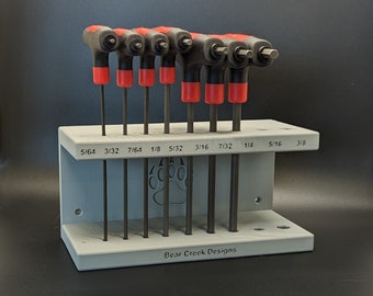 3D Printed T-Handle Hex Key Rack – SAE Metric Allen Wrench Organizer Stand