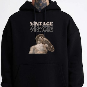 Vintage Vibes Hoodie,Vintage Sweatshirt, Sculpture Hoodie ,Vintage Hoodie, Retro Pullover, Classic Sweatshirt, Old-fashioned Sweater