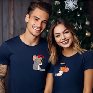 Camisa de pareja Tom & Jerry: camisetas de dibujos animados a juego personalizadas, regalo divertido para parejas, regalo para recién casados, camiseta especial para amantes, camiseta para parejas