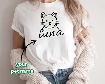 Custom Pet Name Shirt, Personalized Cat Lover Tee,custome petful name, Gift for Pet Owners,Custom Name Cat Mom Shirt,gifted custom cat shirt