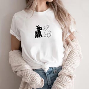 Toothless and Light Fury Shirt - Cute Dragon Couple T-Shirt - How to Train Your Dragon Gift - Matching Fantasy Tee for Him and Her