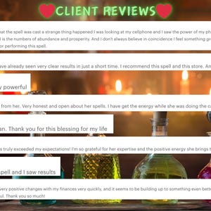 K&ouml;nnte beinhalten: F&uuml;nf Sterne Bewertungen f&uuml;r einen Zauberdienst. Die Bewertungen heben die Wirksamkeit der Zauber, die Ehrlichkeit des Zauberers und die positive Energie hervor, die er in seine Arbeit bringt.