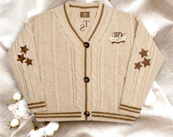 The Tortured Poets Department Cardigan, TTPD Cardigan, TS New Album Cardigan, Gift for Her, Star Embroidered Cardigan