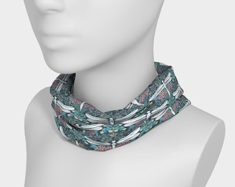 Headband and UPF50 Neck Wrap | Dragonfly Nouveau | Jeweltones