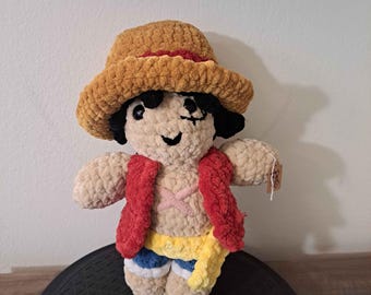 Straw Hat Luffy Crochet Plushie with Removable Clothing