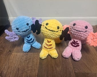 Axolotl Monster Friend Crochet Plushie (With Flexible Tail!)