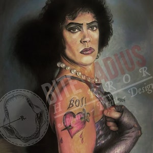 Tim Curry als Dr. Frankenfurter uit de Rocky Horror Picture Show