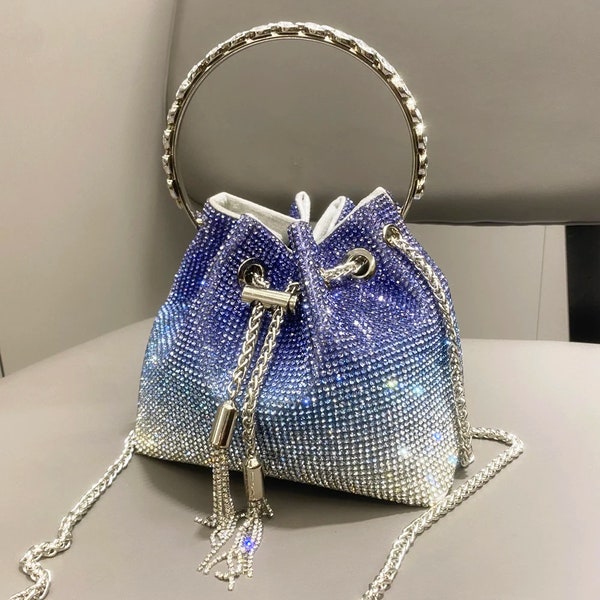 Sac de fête scintillant avec poignée sur le dessus en strass pour un événement formel et des occasions spéciales, sac de soirée pour femme