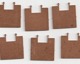 6 Vintage Copper Squares with Cut Out