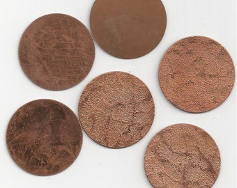 6 Textured Vintage Copper Circles