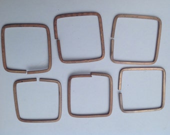 6 vintage squares metal copper supplies findings jewelry