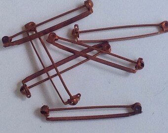 6 vintage copper pins