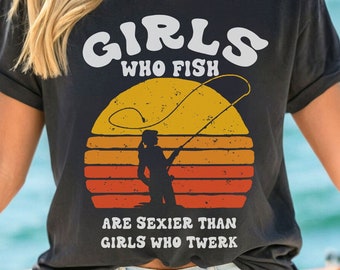 Chemise de pêche drôle, cadeau de pêche, idées cadeaux de fille de pêcheur, chemise de pêche pour elle, chemise de pêche de femme, t-shirt de pêche drôle pour des femmes