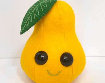 Pear Plush/ Kawaii Plush / Pear Stuffed Animal / Fruit Plush / Stuffed Food / Fake Pear / Fall / Gift / Pincushion