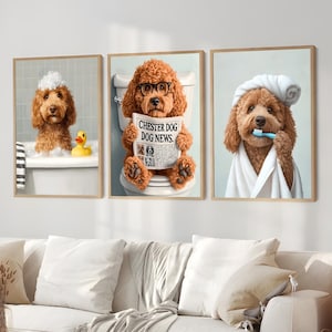 Aangepaste huisdier portretten bad, bad hond portret, gepersonaliseerde badkamer decor, grappige huisdier kunst aan de muur, hondenliefhebber badkamer kunst, huisdier moeder cadeau