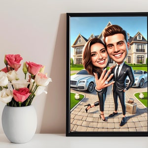 パーソナライズされたカップルの漫画の肖像、写真からのカスタムカップルの似顔絵、結婚式の似顔絵、面白いカップルの似顔絵、家族のポートレートギフト