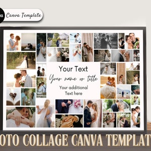 Photo Collage Poster Template, Birthday Photo Collage, Personalized Photo Collage Gift, DIY Photo Collage Template, Printable Family Collage